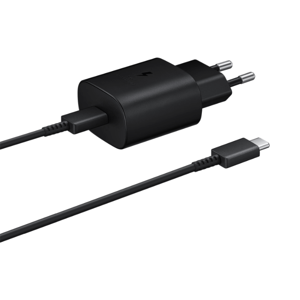Chargeur Secteur Type-C Samsung  PD 25W Wall Rapide avec Câble Type-C vers Type-C Noir