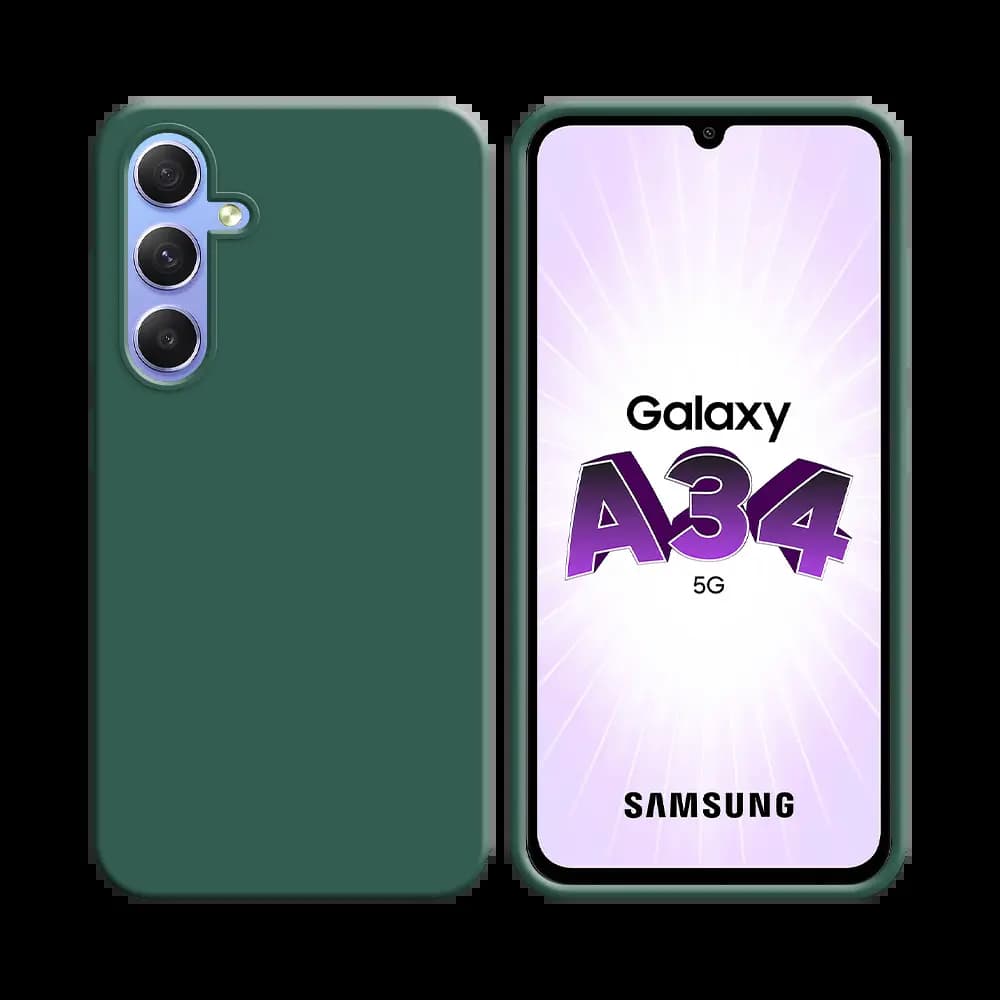 Coque Silicone Compatible pour Samsung Galaxy A34 5G Vert Foncé