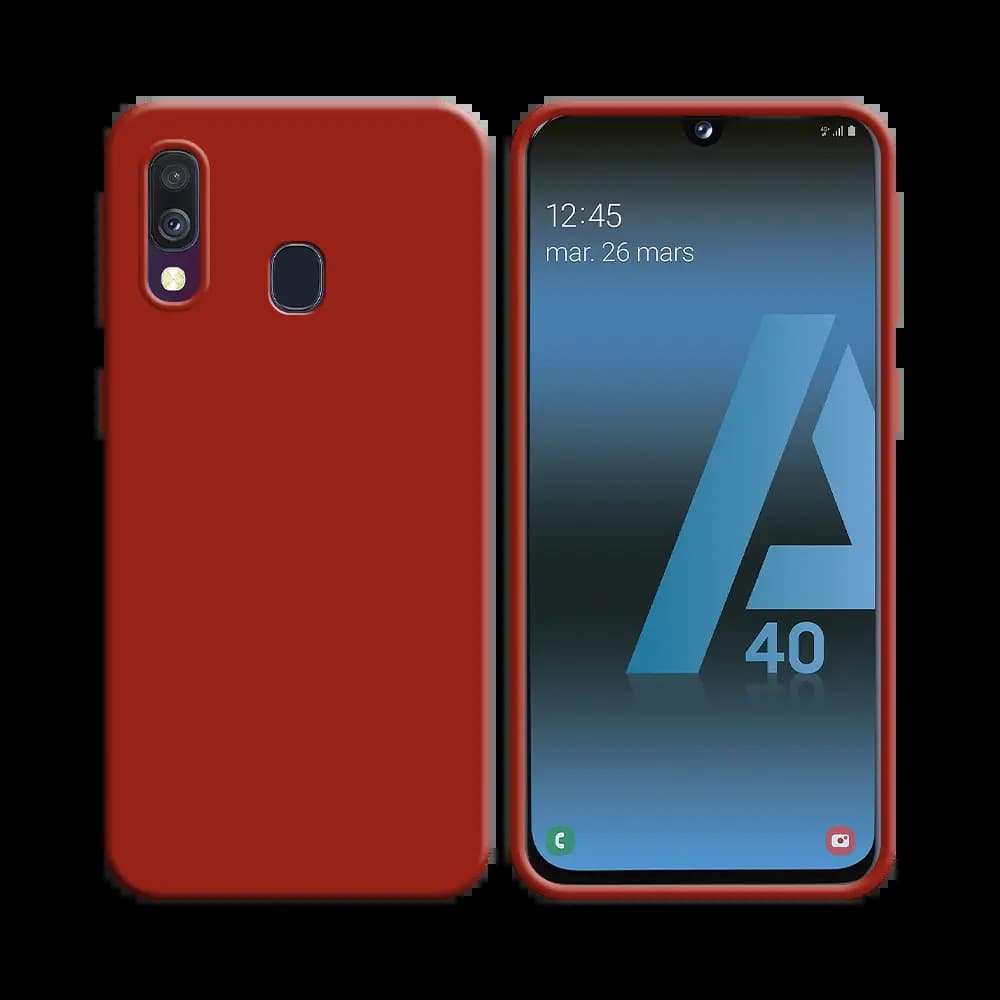 Coque Silicone Compatible pour Samsung Galaxy A40 Rouge