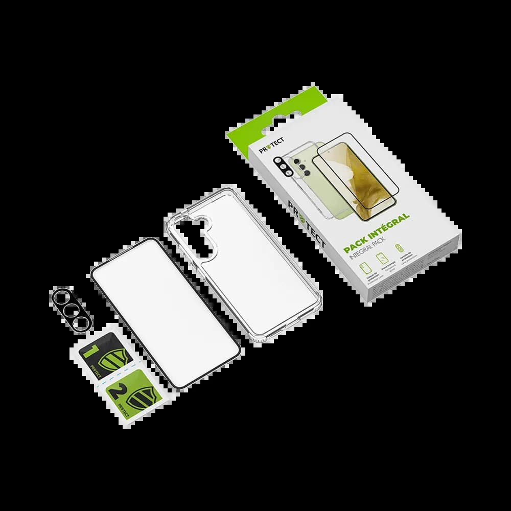 Pack de protection coque + protection lentille + verre trempé pour Samsung Galaxy A15 PROTECT - Transparent
