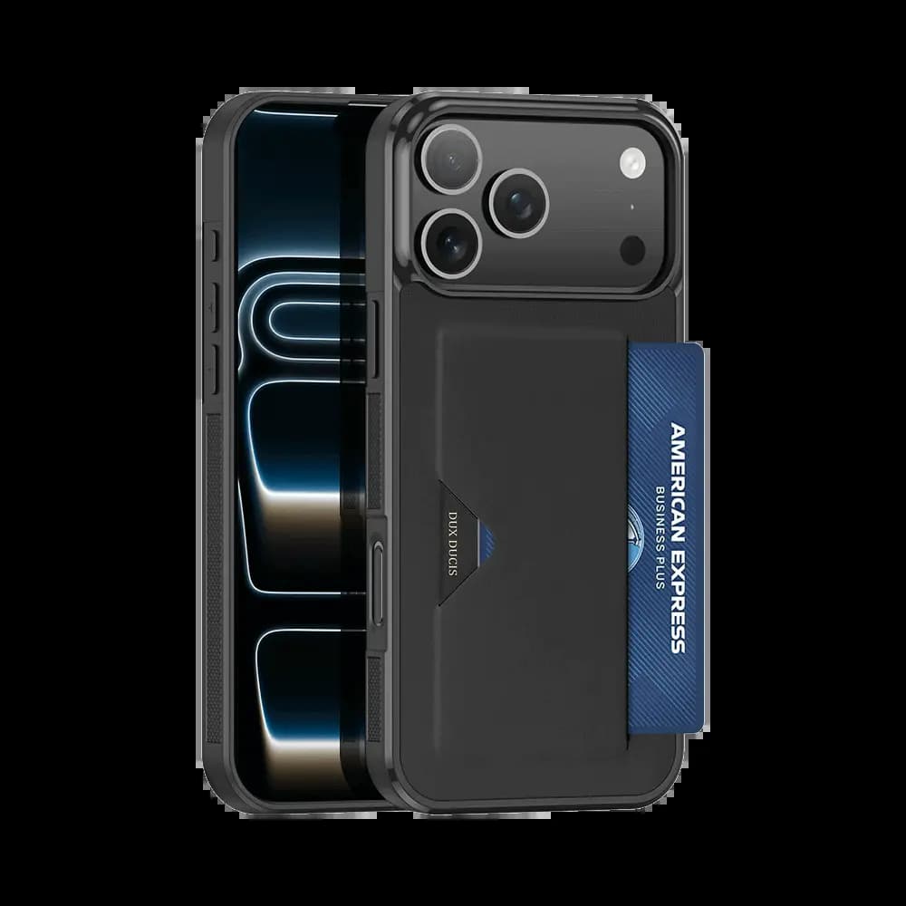  Coque de protection antichoc iPhone 17 Pro Max avec porte-carte intégré - Dux Ducis Pocard Noir