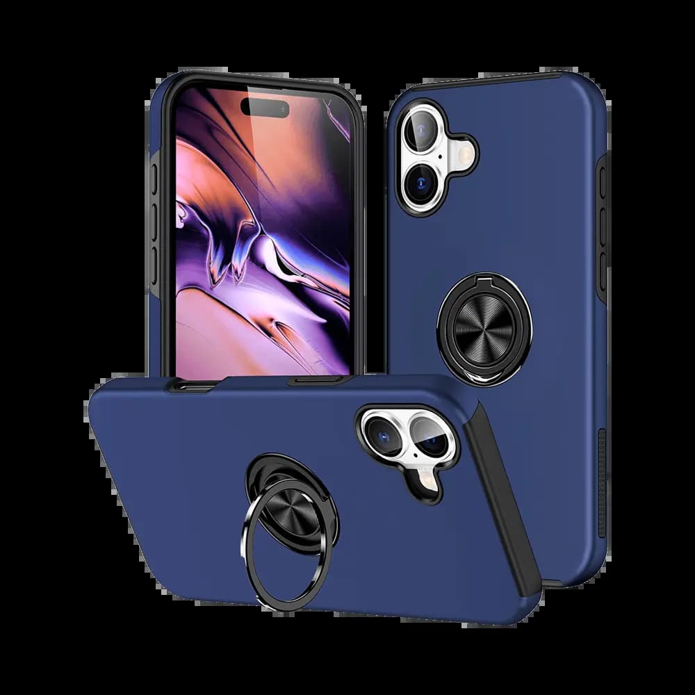 Coque de protection iPhone 16 avec anneau rotatif – PROTECT IE013 Bleu