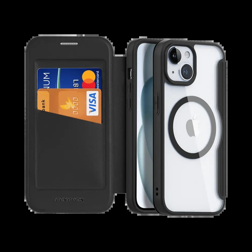 Housse folio MagSafe iPhone 15 – Dux Ducis Skin X Pro Noir