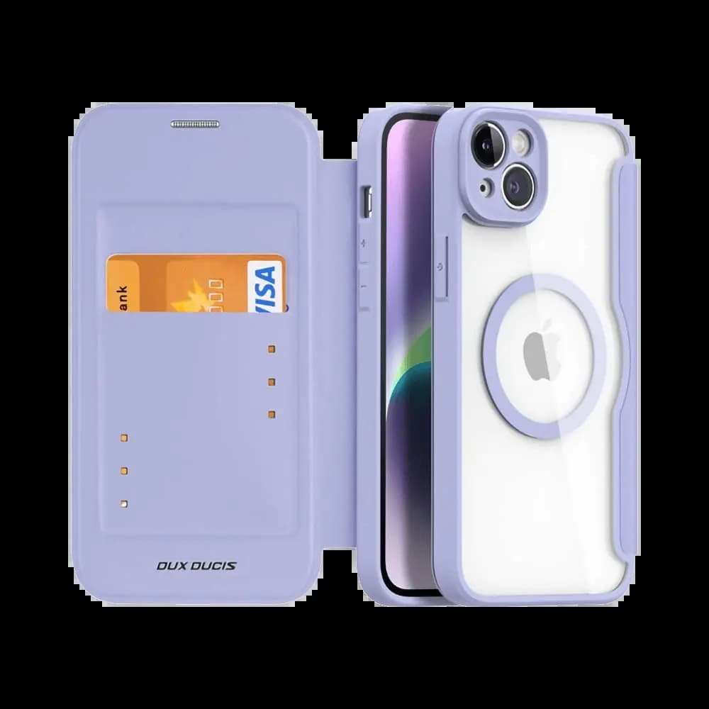 Housse folio MagSafe iPhone 14 Plus – Dux Ducis Skin X Pro Violet Clair