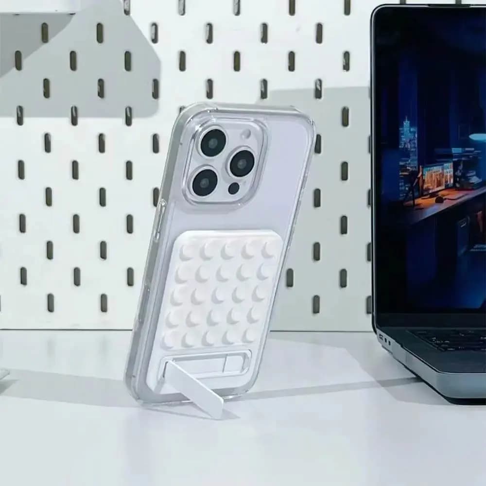 Support Ventouse Silicone avec Pied Intégré Blanc