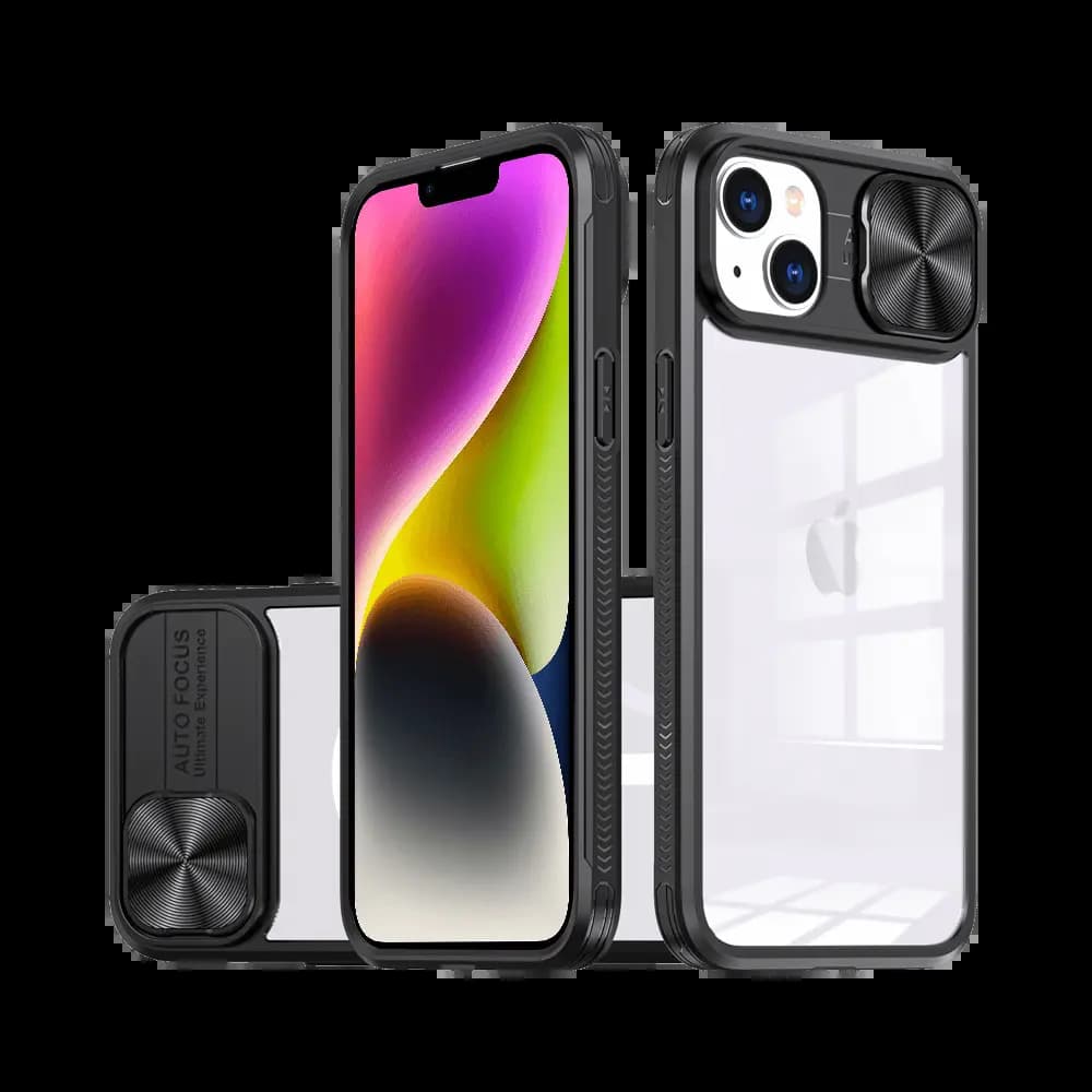 Coque avec cache caméra pour iPhone 13 / 14 / 16e / 17e – PROTECT IE027 Noir