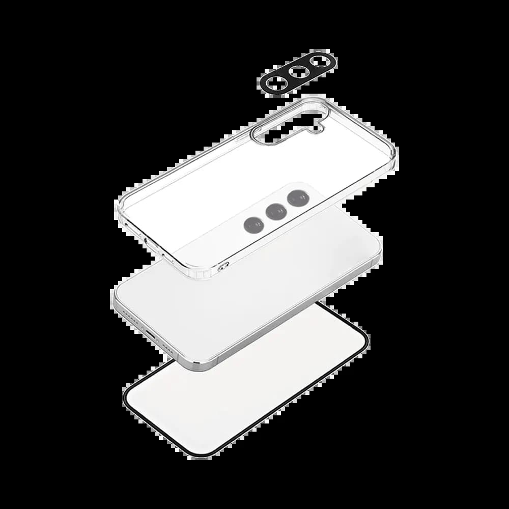 Pack de protection coque + protection lentille + verre trempé pour Samsung Galaxy S25 PROTECT - Transparent