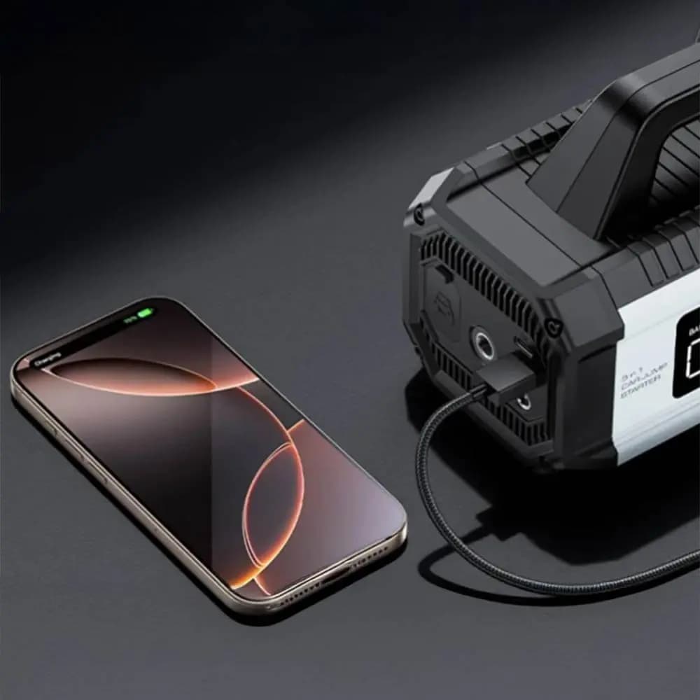 Booster pour Batterie Voiture Yesido 10000mAh avec Gonfleur pour Voiture, Vélo et Ballon Noir