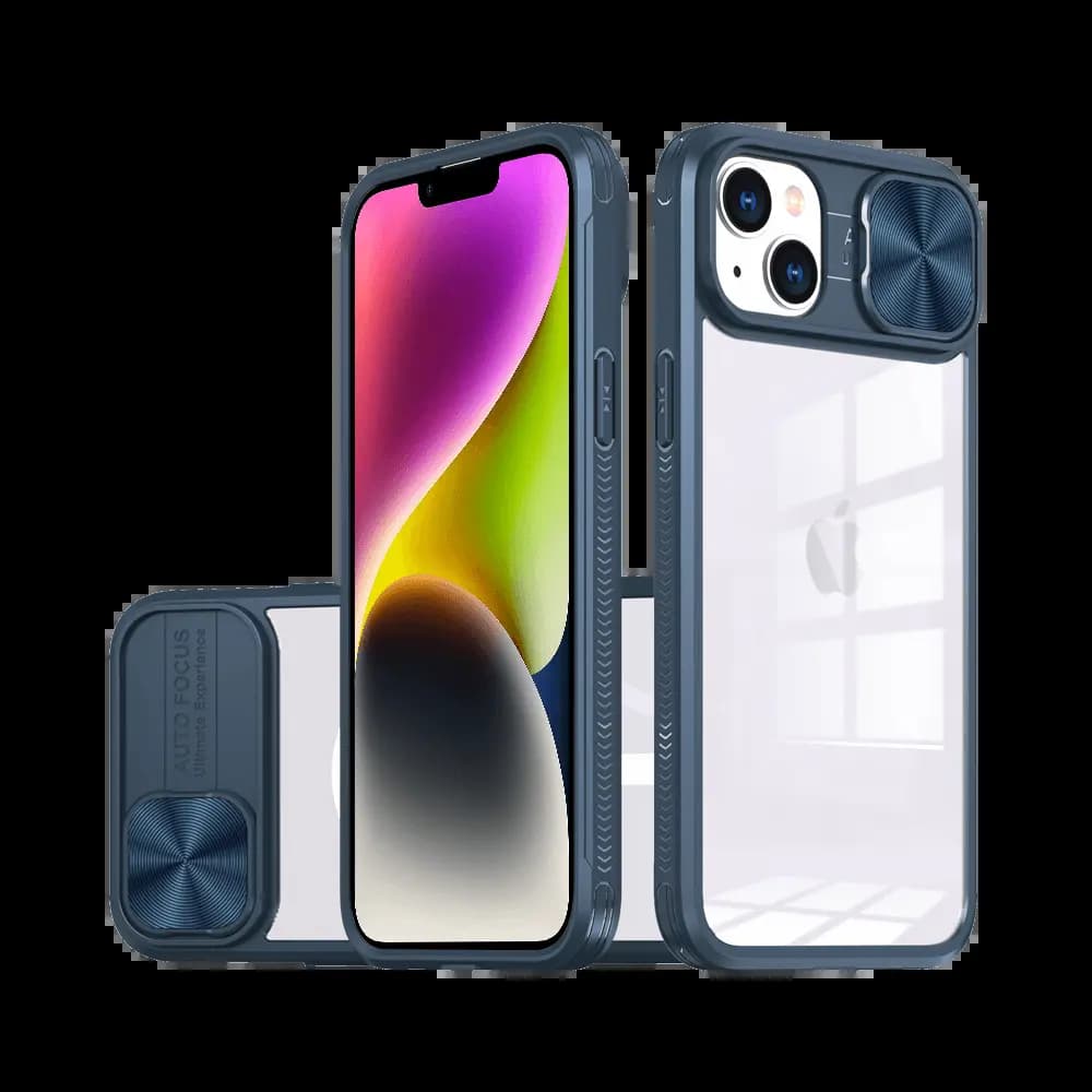 Coque avec cache caméra – compatible iPhone 13 / 14 / 16e – PROTECT IE027 Bleu Marine