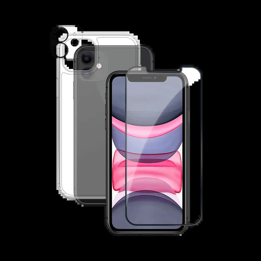 Pack de Protection Coque + Protection Lentille + Verre Trempé PROTECT pour Apple iPhone 11 Transparent
