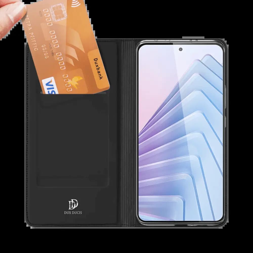 Housse folio Xiaomi Redmi Note 14 5G porte-carte – Dux Ducis Skin Pro Noir