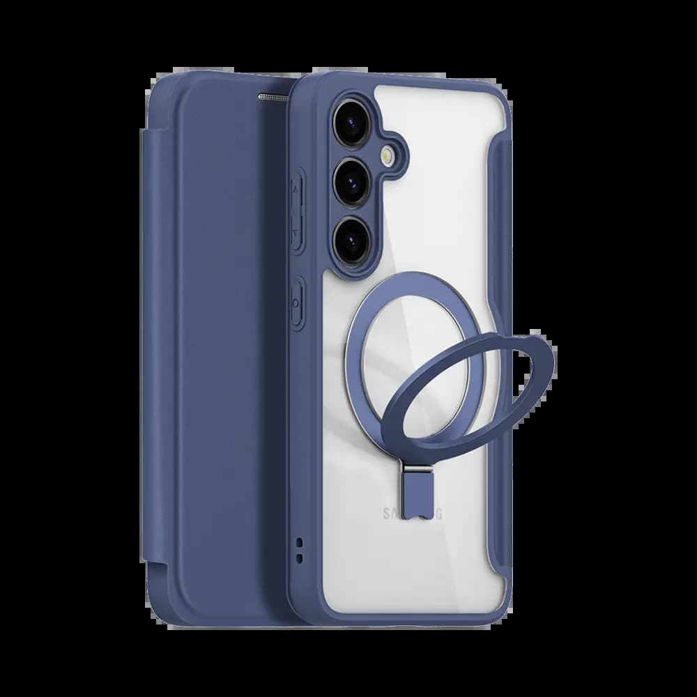 Housse folio MagSafe avec support + blocage RFID Samsung Galaxy S24+ 5G – Dux Ducis Skin X Pro Bleu