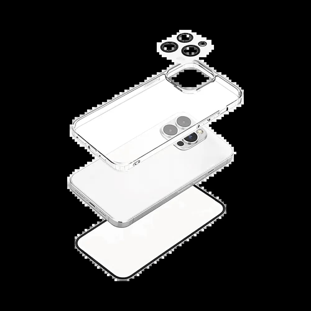 Pack de protection coque + protection lentille + verre trempé pour iPhone 14 Pro PROTECT - Transparent