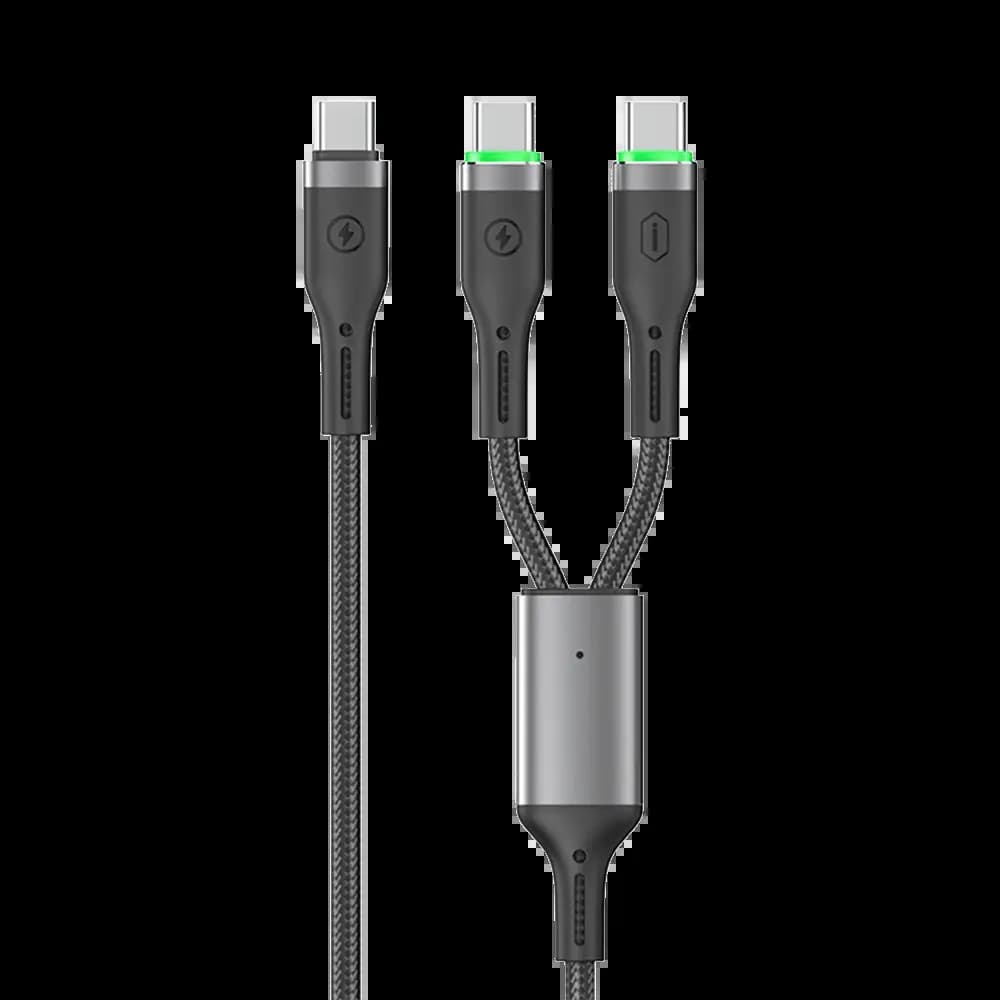 Câble Data Multi Wiwu  2 in 1 (USB-C vers Double USB-C) 100W 1.2m Noir