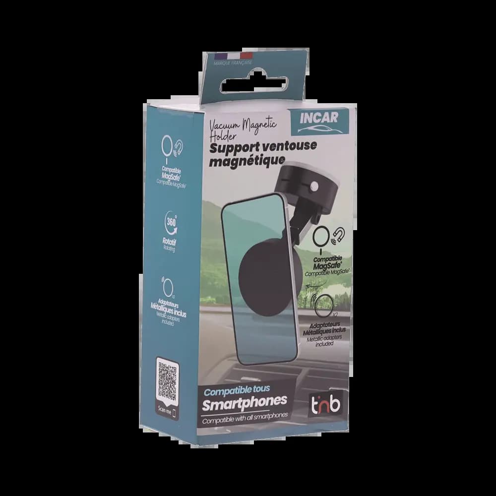 Support Ventouse Silicone Magnétique T'nb UHOLDMAGBK Noir