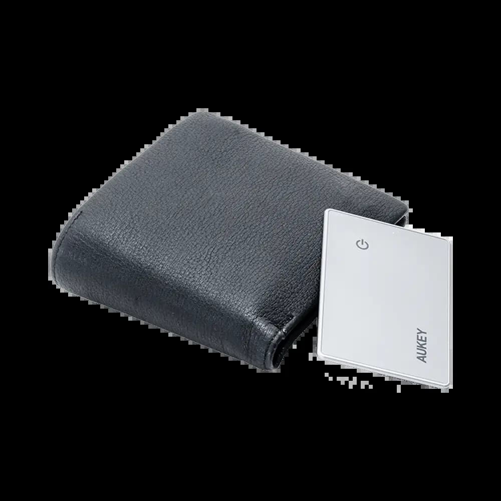 Traceur GPS Aukey format carte rechargeable en verre trempé - Gris