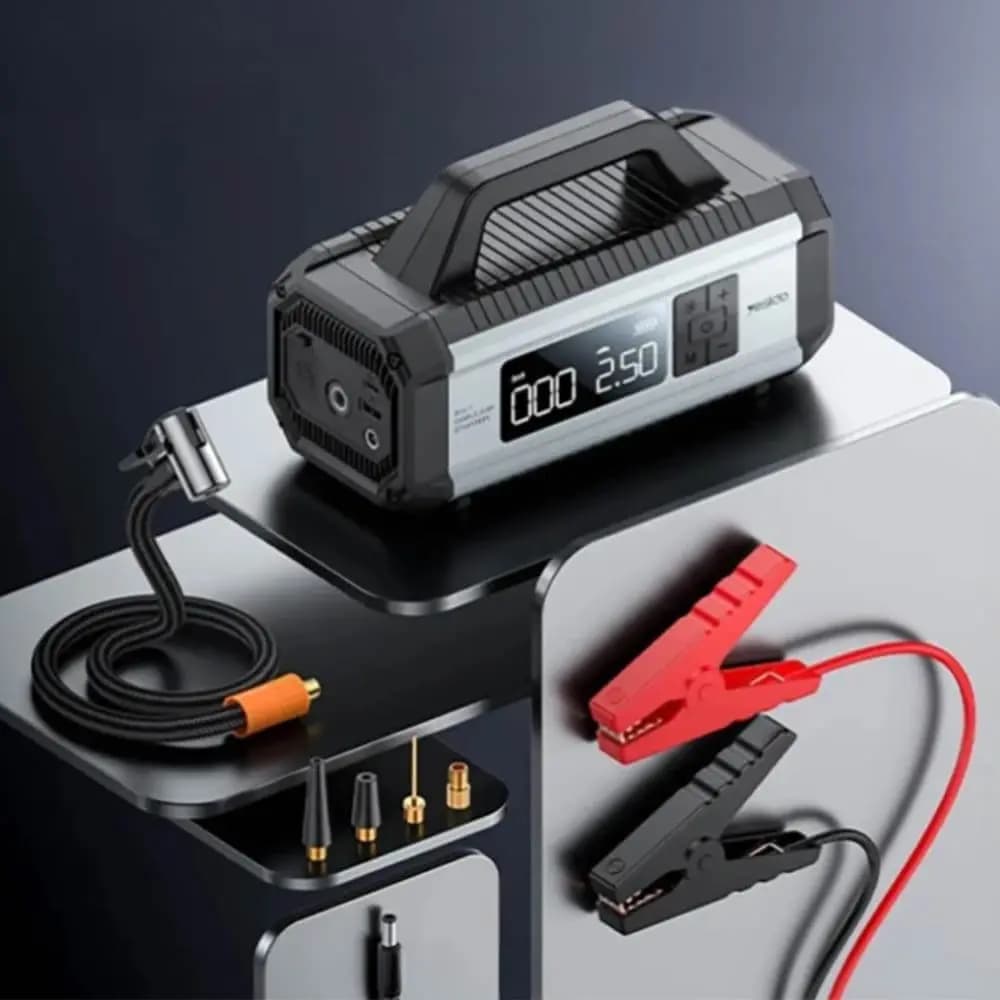 Booster pour Batterie Voiture Yesido 10000mAh avec Gonfleur pour Voiture, Vélo et Ballon Noir