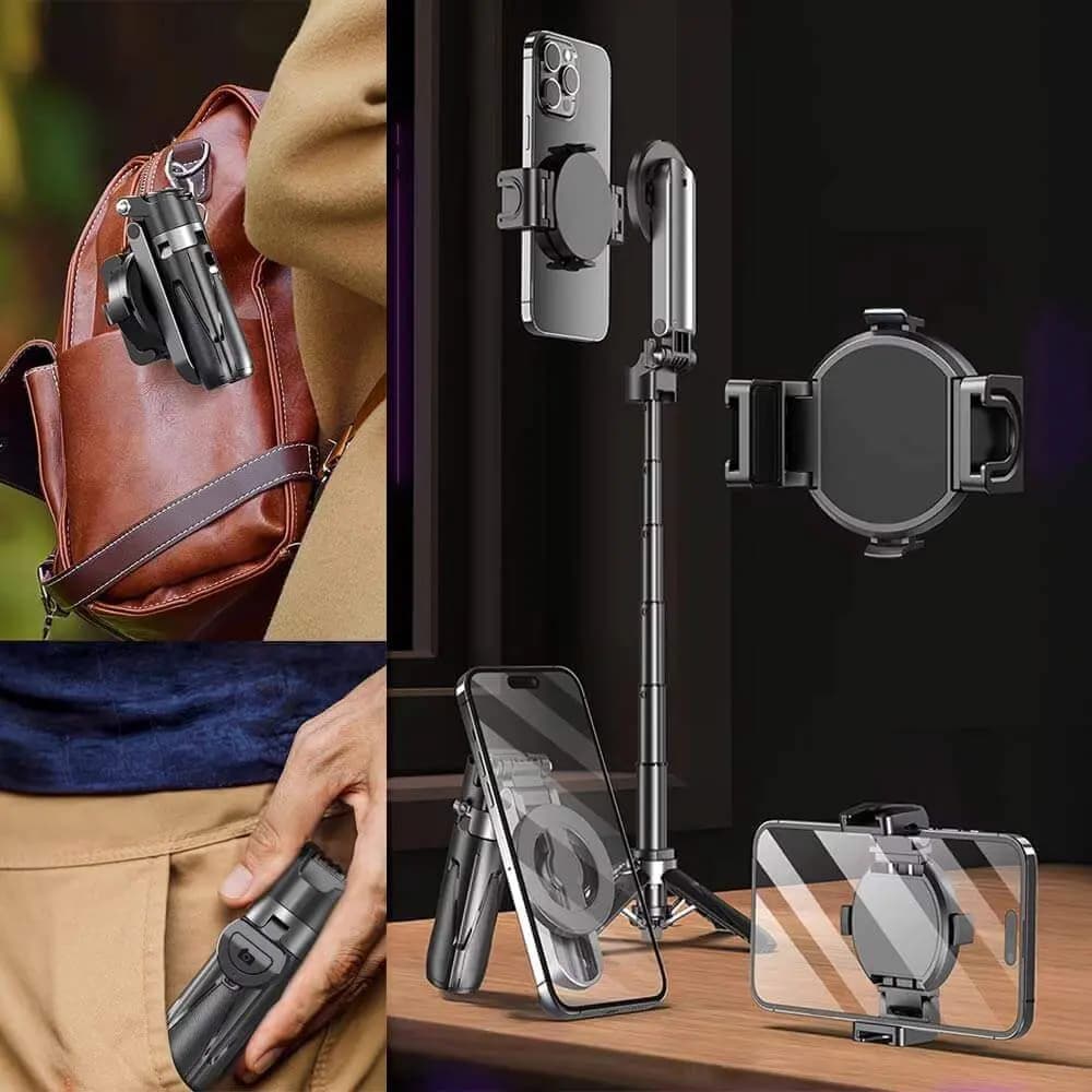 Trépied pour Smartphone Magnétique Bluetooth 360° Noir