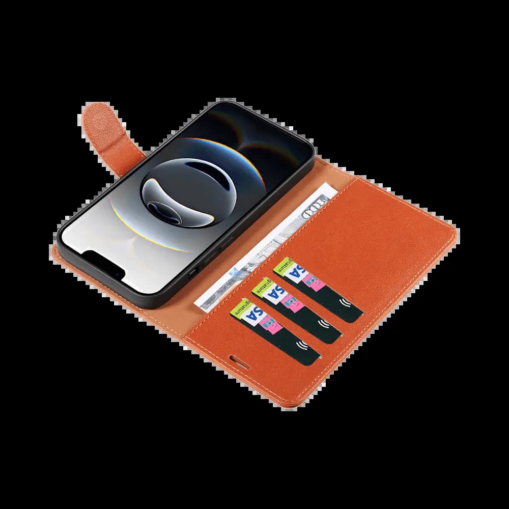 Housse folio anti-RFID iPhone 16e – PROTECT IP011 Marron