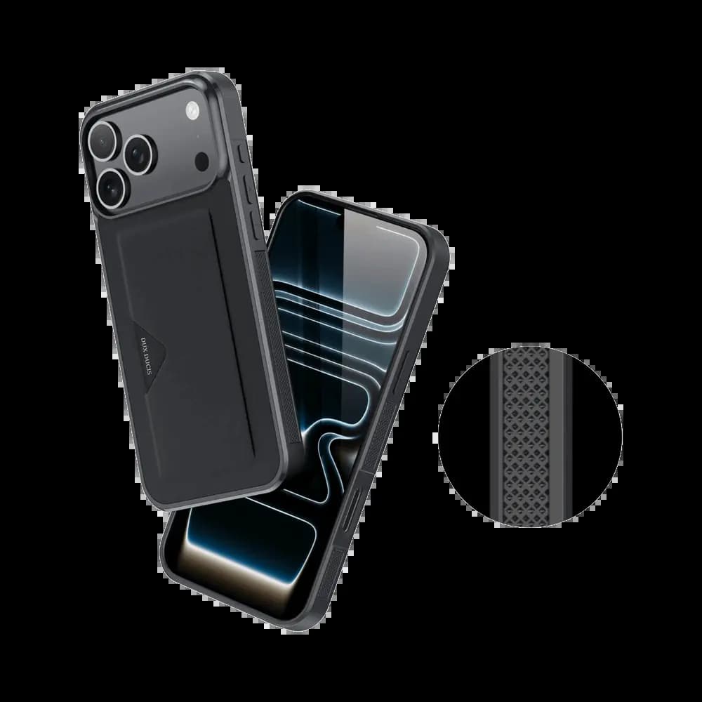  Coque de protection antichoc iPhone 17 Pro Max avec porte-carte intégré - Dux Ducis Pocard Noir