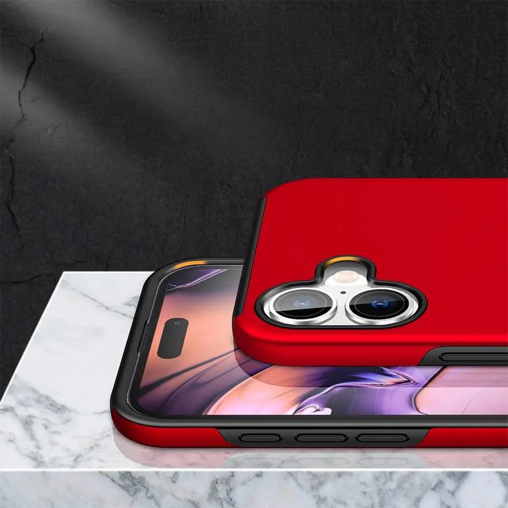 Coque de protection iPhone 16 Plus avec anneau rotatif – PROTECT IE013 Rouge