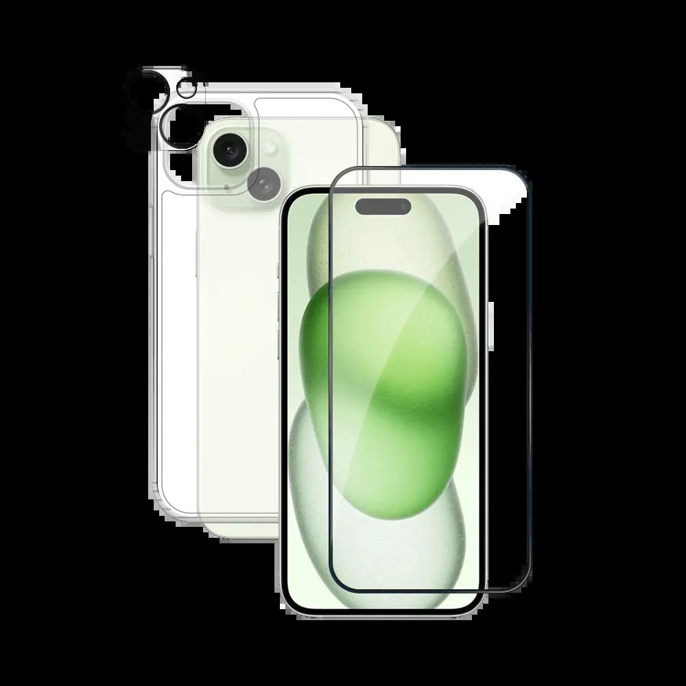 Pack de Protection Coque + Protection Lentille + Verre Trempé PROTECT pour Apple iPhone 15 Plus Transparent