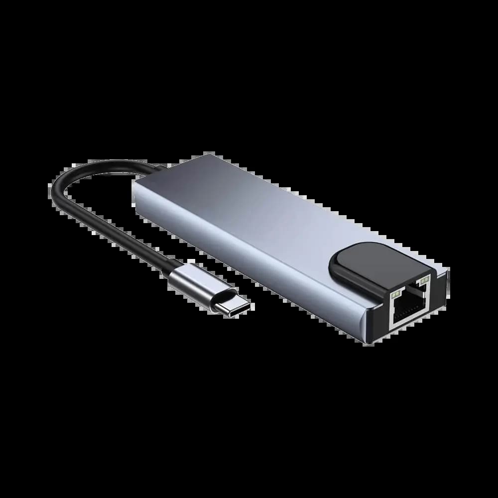 Hub USB-C (5-en-1) vers HDMI 4K + Ethernet RJ45 + USB-C + USB-A x2 - Gris