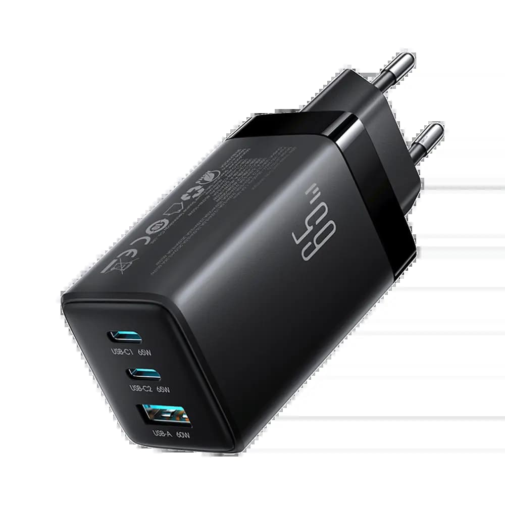 Chargeur Secteur Multi GaN JOYROOM JR-TG10 65W avec Câble USB-C vers USB-C 100W 1.2m Noir
