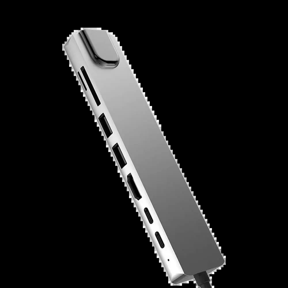 Hub USB-C (8-en-1) vers HDMI 4K + Ethernet RJ45 + USB-C x2 + USB-A x2 + SD/TF(micro SD) - Gris