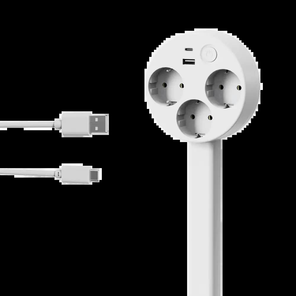 Multiprise avec Rallonge Télescopique avec Ports USB + USB-C