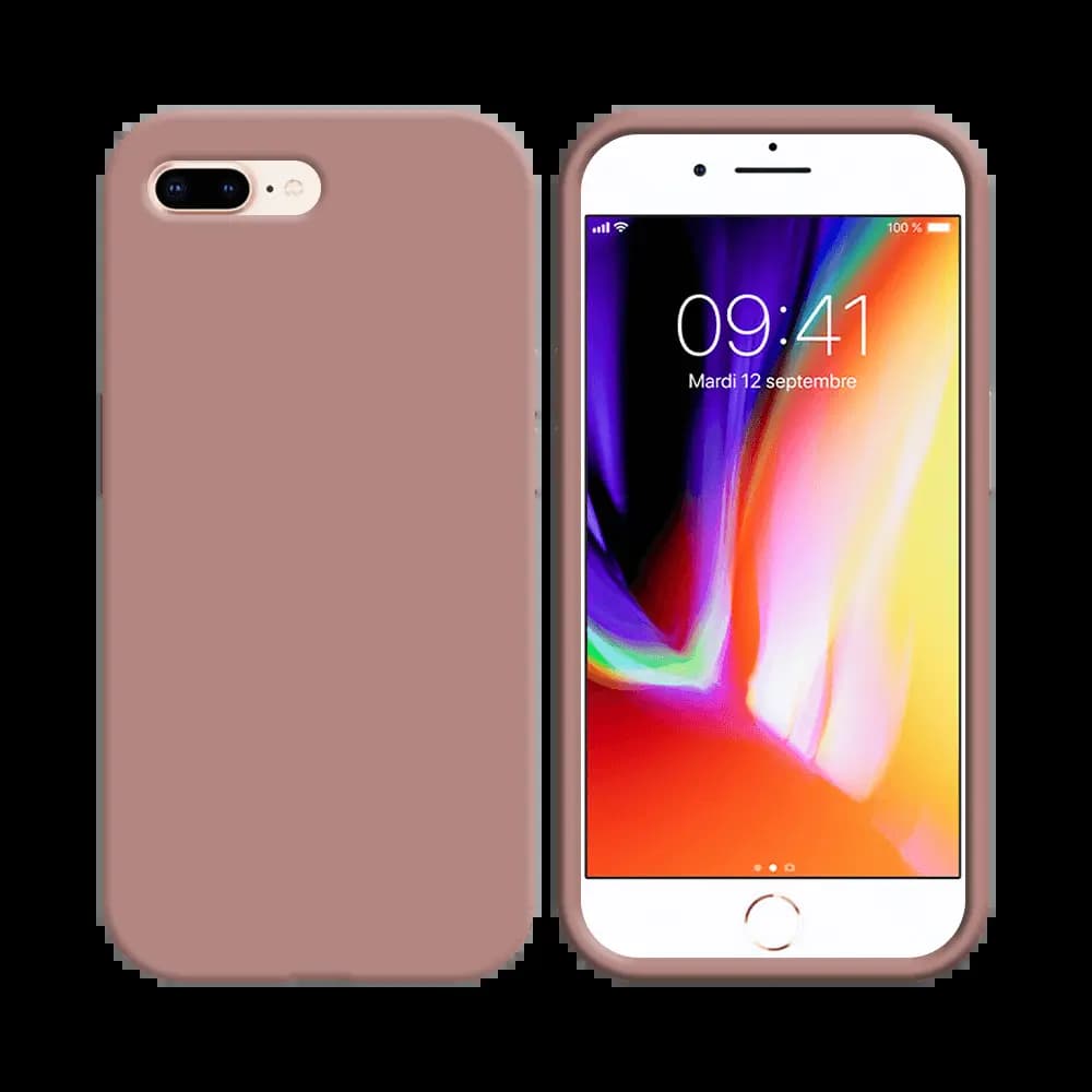 Coque Silicone Compatible pour Apple iPhone 7+ & 8+ Rose