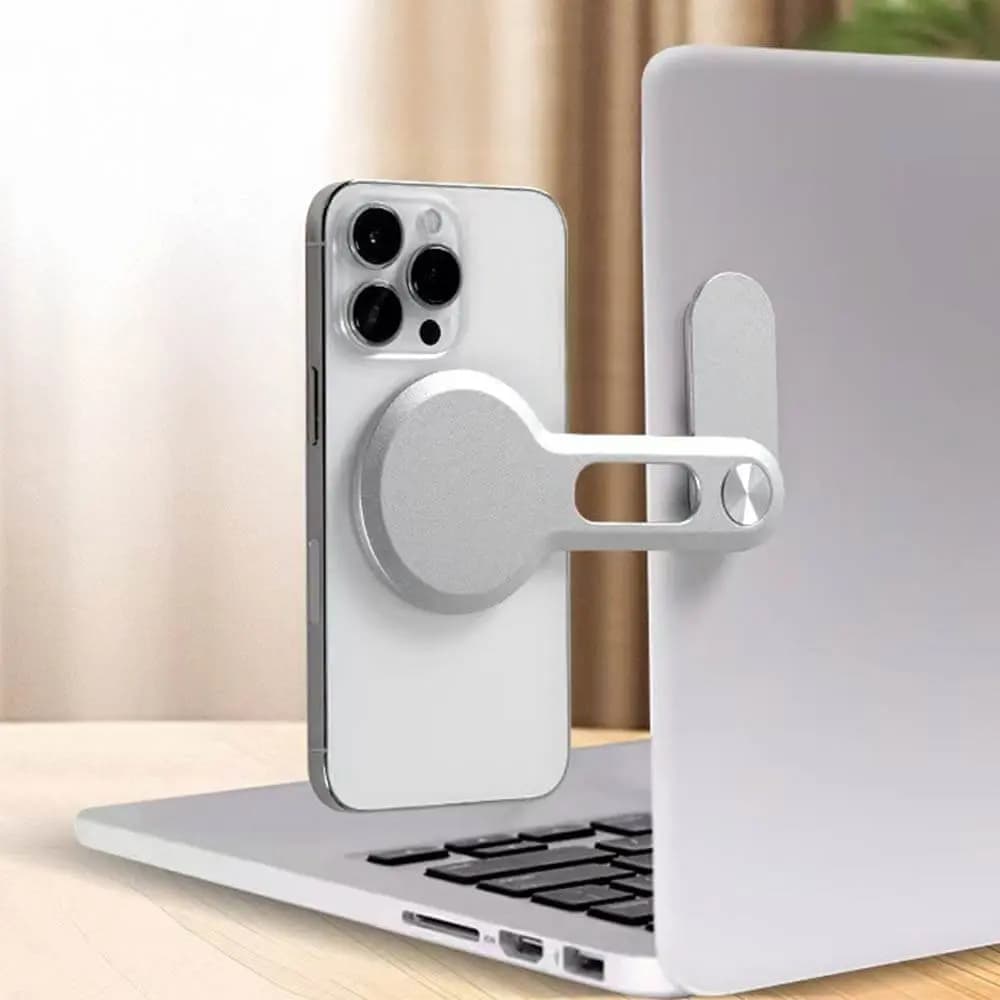 Support Smartphone Magnétique avec Fixation Ordinateur Portable Blanc