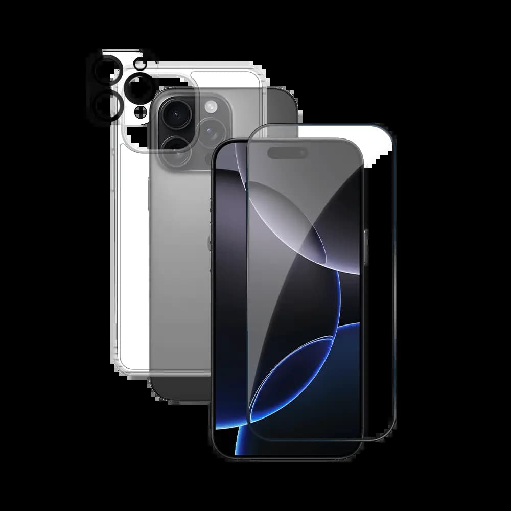 Pack de Protection Coque + Protection Lentille + Verre Trempé PROTECT pour Apple iPhone 16 Pro Max Transparent