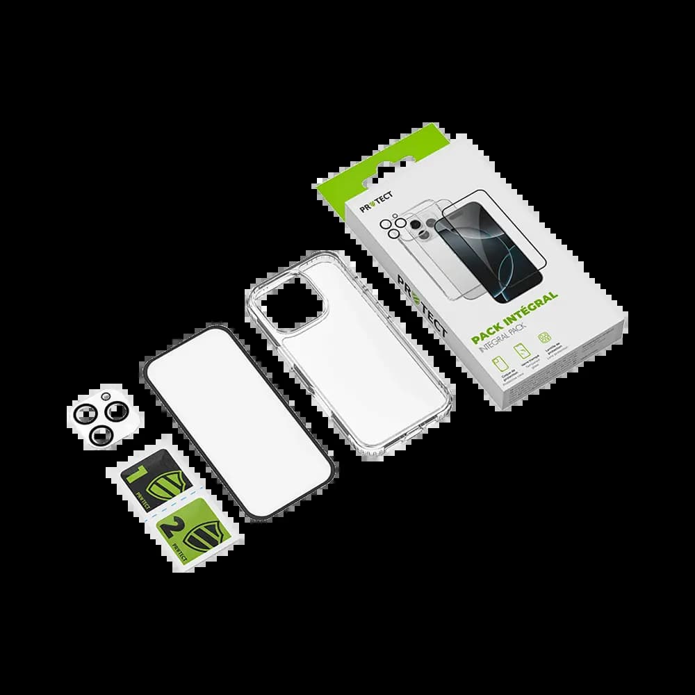Pack de protection coque + protection lentille + verre trempé pour iPhone 17 Pro Max PROTECT - Transparent