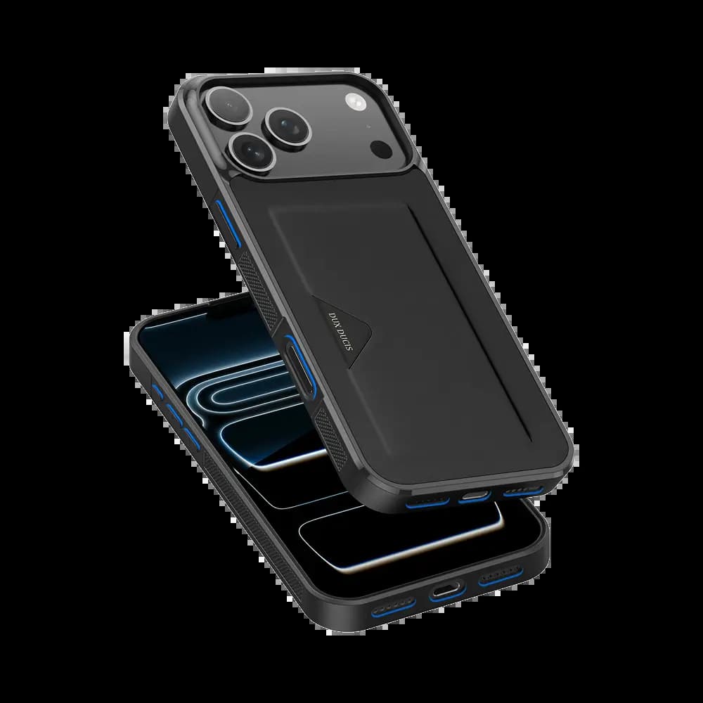  Coque de protection antichoc iPhone 17 Pro Max avec porte-carte intégré - Dux Ducis Pocard Noir