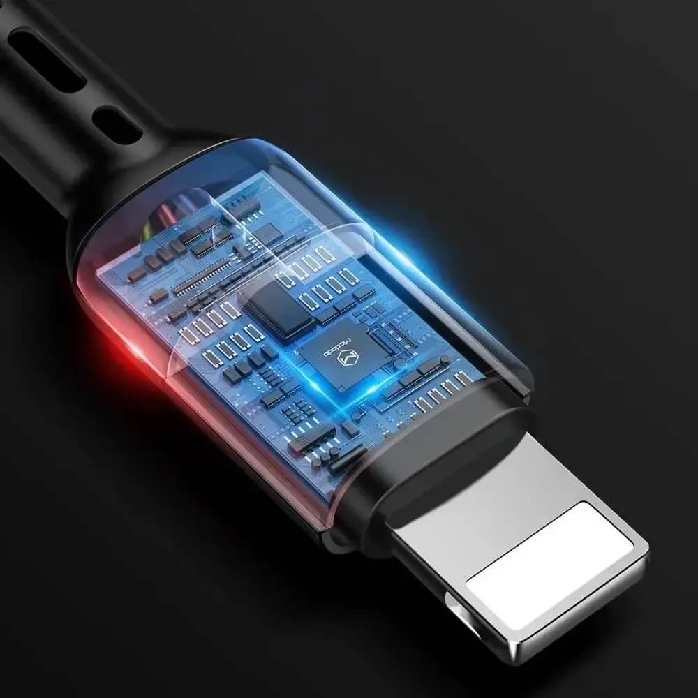 Câble Data USB vers Lightning Mcdodo (avec LED) 1.8m Noir