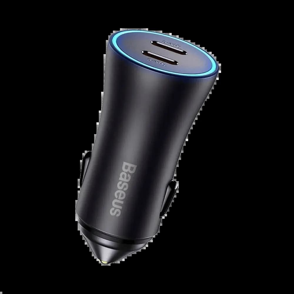 Chargeur voiture 40W 2x USB-C charge rapide - Baseus Golden Contactor Pro Noir