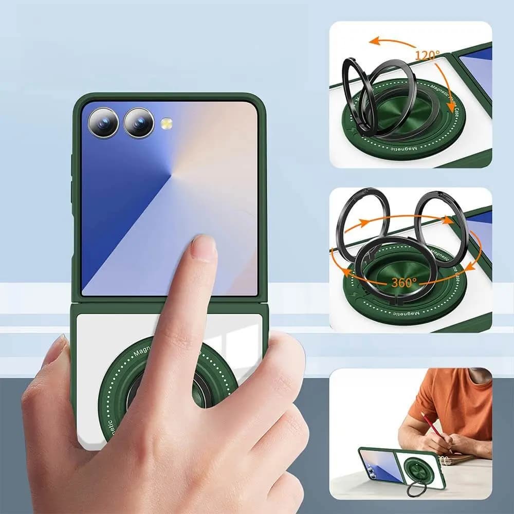 Coque de Protection Magnétique avec Bague 360° Z-FL3 Samsung Galaxy Z Flip 7 5G F766  Vert