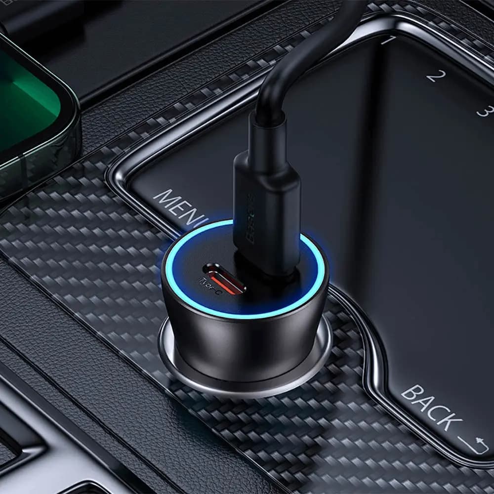 Chargeur voiture 40W 2x USB-C charge rapide - Baseus Golden Contactor Pro Noir