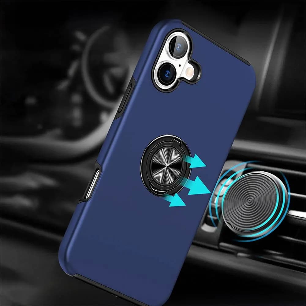 Coque de protection iPhone 16 Plus avec anneau rotatif – PROTECT IE013 Bleu