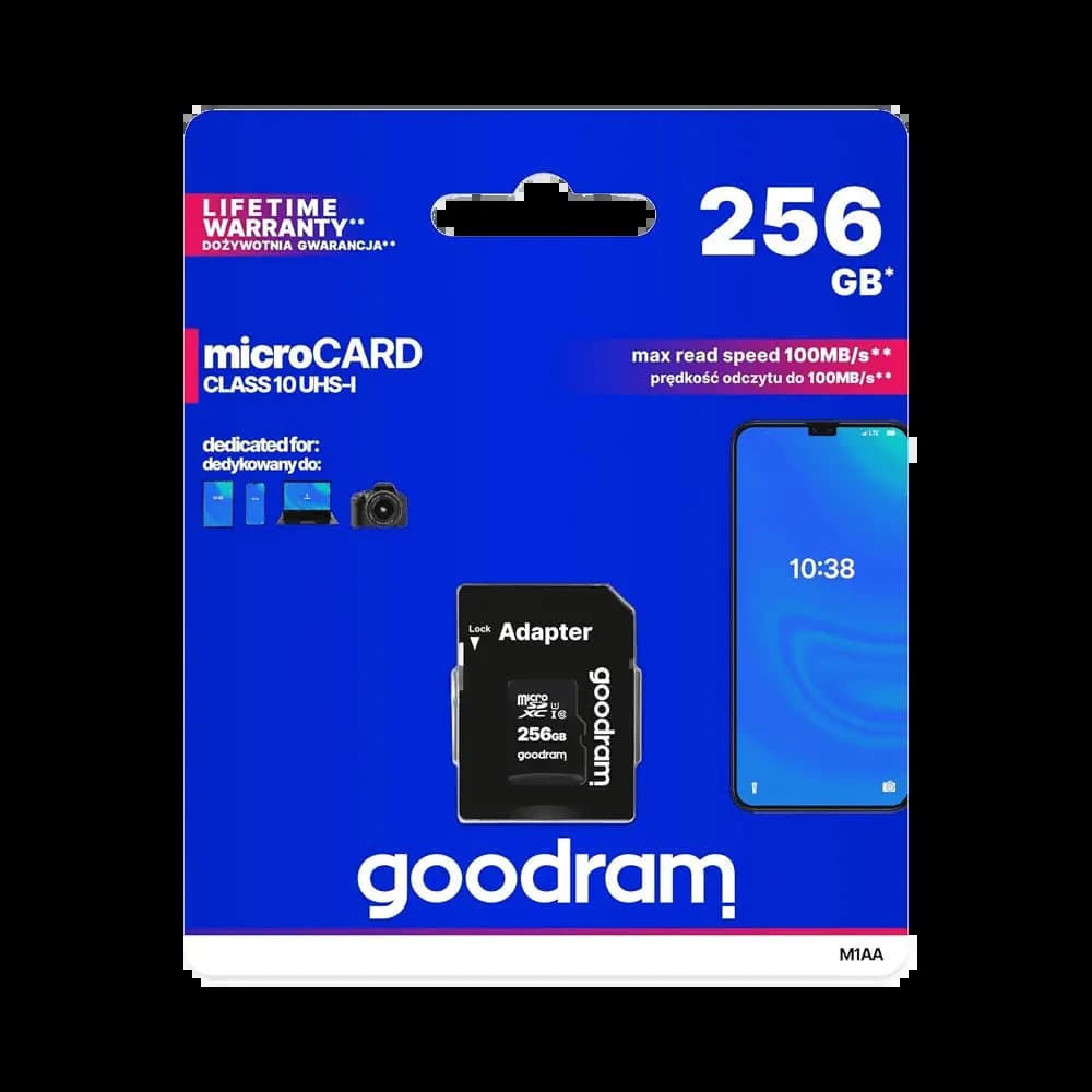 Carte Mémoire Goodram SD CARD (256Go) Class 10 UHS-I + Adaptateur  