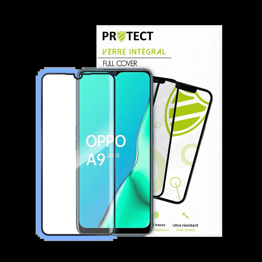 Verre trempé intégral 5D 9H – protection écran compatible OPPO A5 2020 / A9 2020 – PROTECT Noir