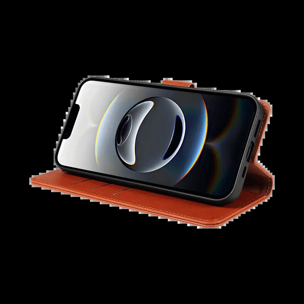 Housse folio anti-RFID iPhone 16e – PROTECT IP011 Marron