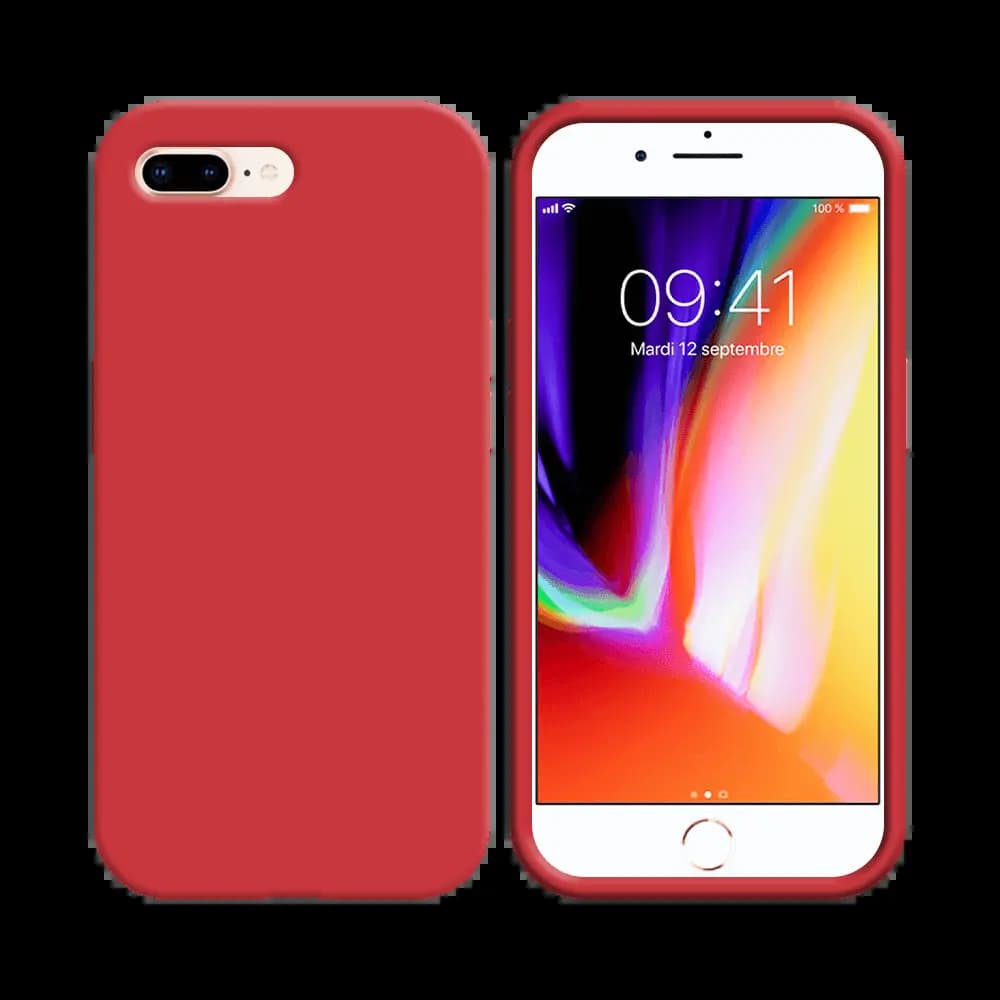 Coque Silicone Compatible pour Apple iPhone 7 plus  & 8 plus Rouge