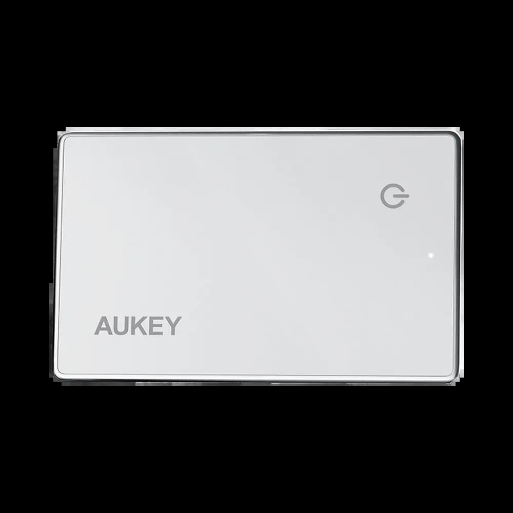 Traceur GPS Aukey format carte rechargeable en verre trempé - Gris