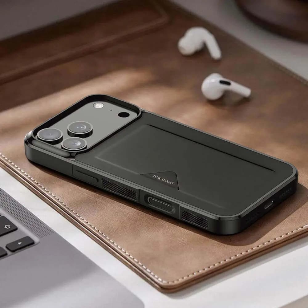  Coque de protection antichoc iPhone 17 Pro Max avec porte-carte intégré - Dux Ducis Pocard Noir