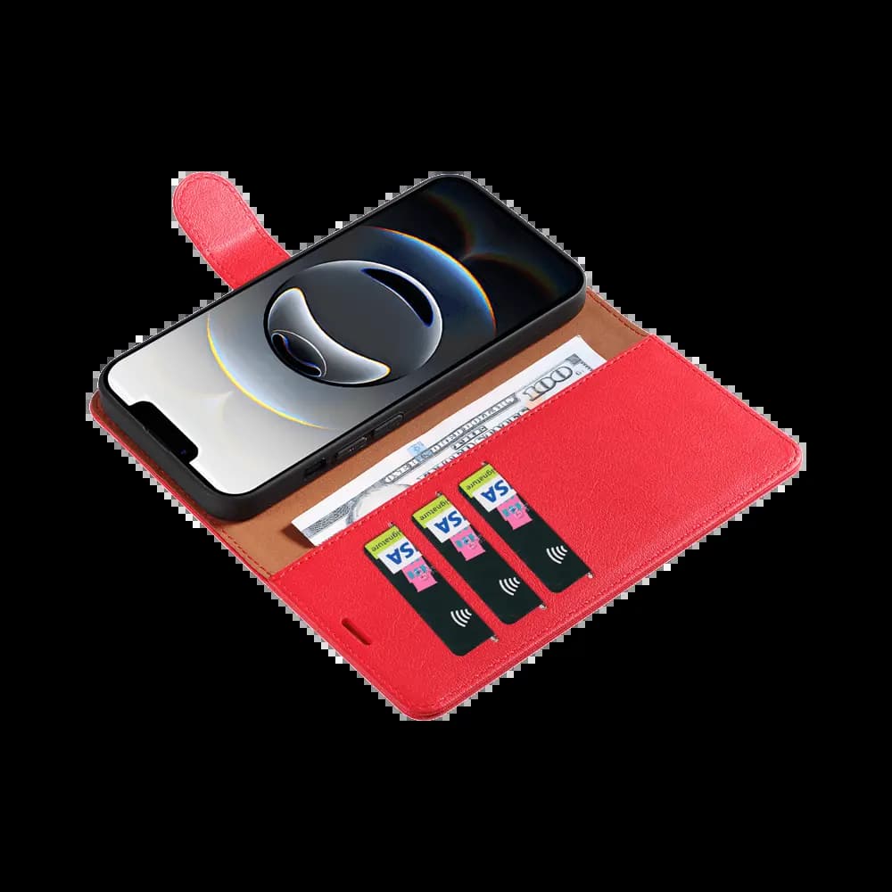 Housse folio anti-RFID iPhone 16e – PROTECT IP011 Rouge