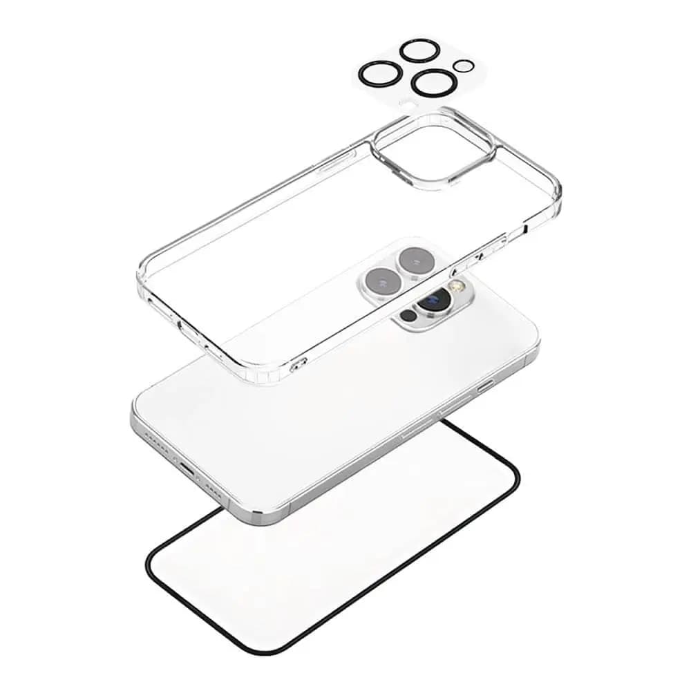 Pack de Protection Coque + Protection Lentille + Verre Trempé PROTECT pour Apple iPhone 12 Transparent
