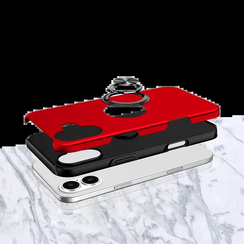 Coque de protection iPhone 16 Plus avec anneau rotatif – PROTECT IE013 Rouge