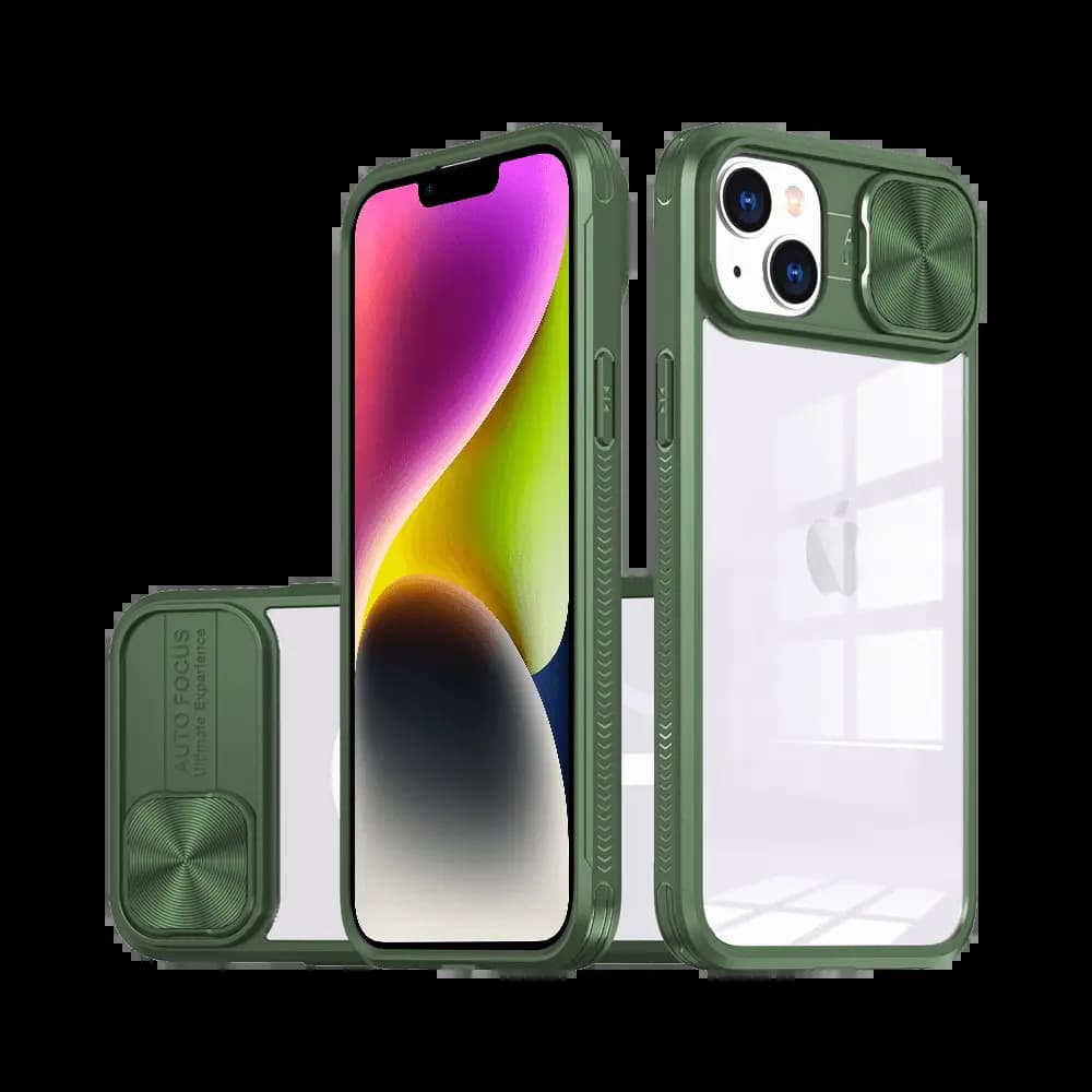 Coque avec cache caméra pour iPhone 13 / 14 / 16e / 17e – PROTECT IE027 Vert Foncé